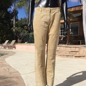 Moda Tan Suede Straight Leg Pants Fully Lined Equestrian Style